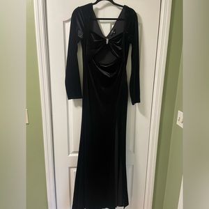 Black velvet long sleeve mermaid dress